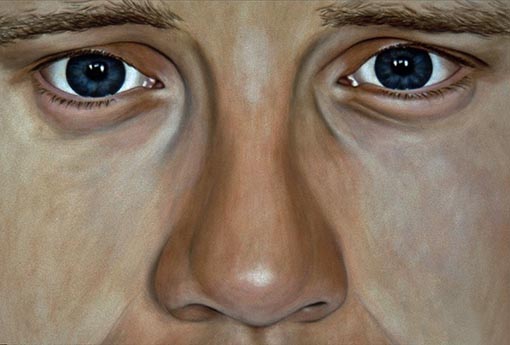 JD Beltran, Portraits, Blue Series, detail of sky (chris)